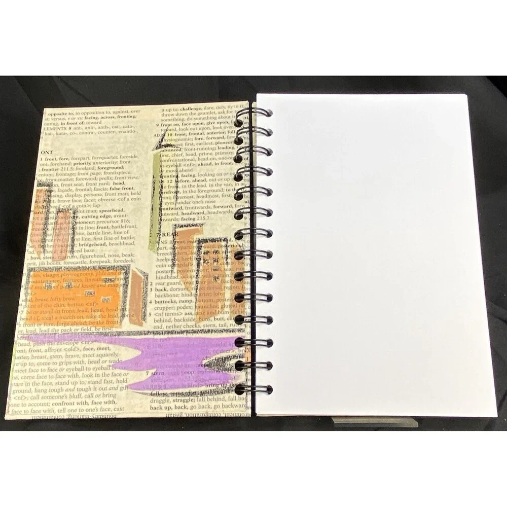Journal Unique City-Scape Design Handmade Upcycle Spiral Notebook Urban Skyline